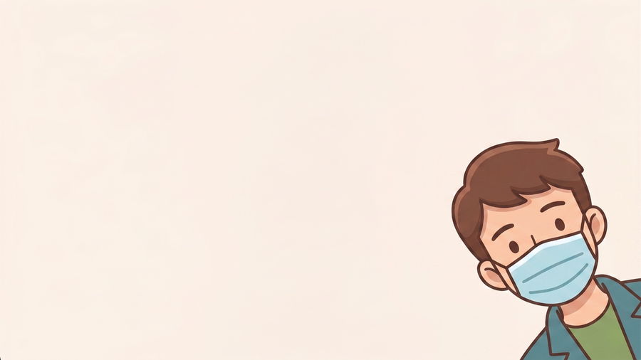 คนสวมหน้ากาก อยู่มุมขวาของเฟรม ไม่กลางจอ